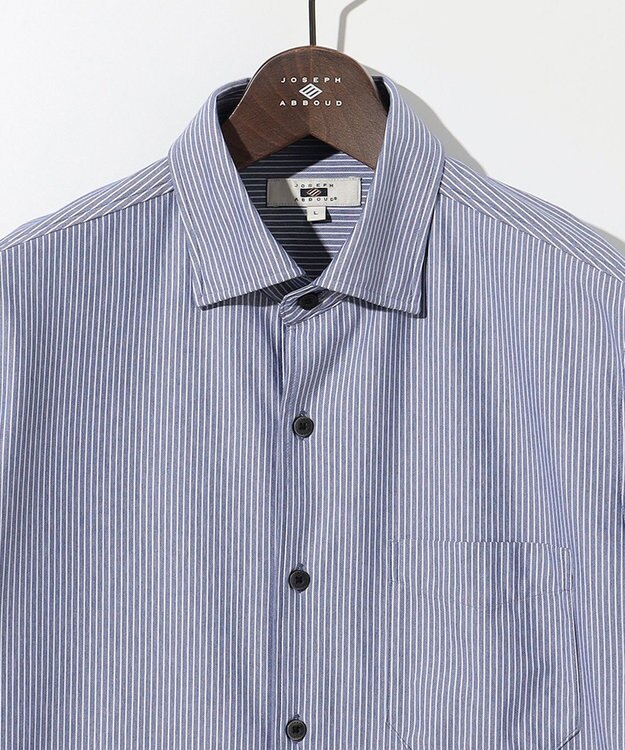 JOSEPH ABBOUD 【キングサイズ・イージーケア・ストレッチ】コンパクトジャージーヘアラインストライプ シャツ ネイビー系1