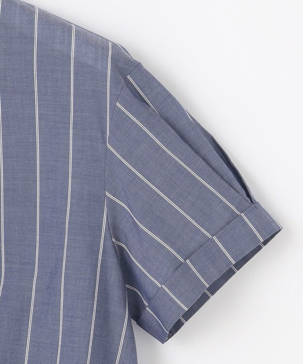 J.PRESS LADIES 【洗える】キュプラローン ストライプ ブラウス ネイビー系1