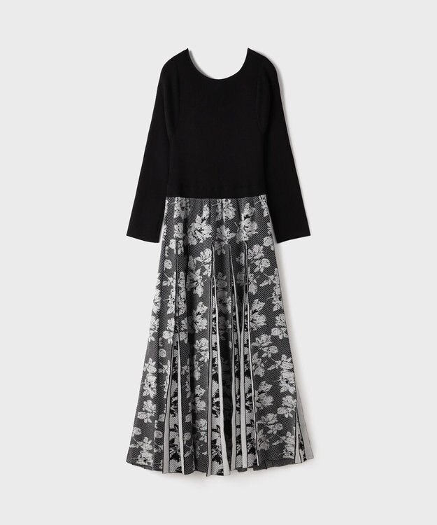 GRACE CONTINENTAL ラメモールニットジャガードワンピース ブラック