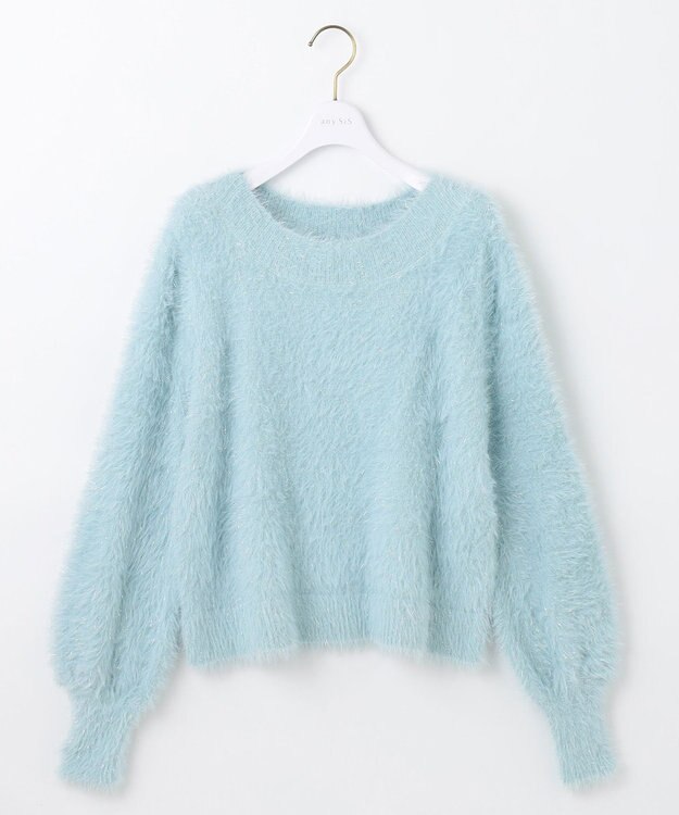 ANY SIS 【洗える】フィルムラメシャギー ニット ミント