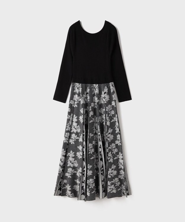 GRACE CONTINENTAL ラメモールニットジャガードワンピース ブラック