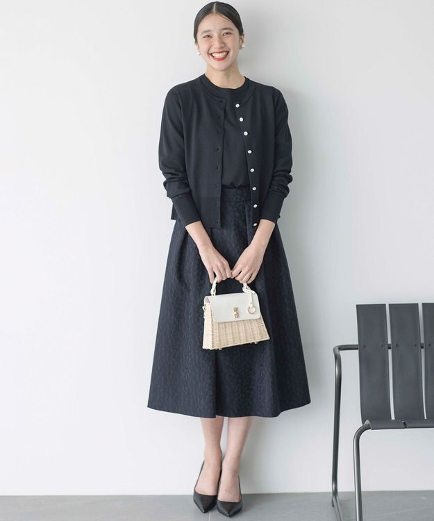 組曲 【UVケア・接触冷感】MINA ニットカーディガン ブラック系