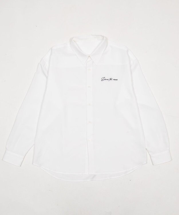 WEGO ワンポイントルーズシャツ（LS） ホワイト