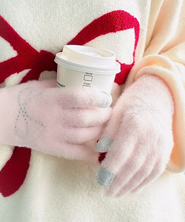 WEGO 【手袋】リボンラインストーングローブ ライトピンク