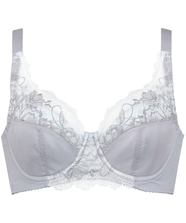 Wing フルカップブラ　背中の段差すっきり　カップ肌側は綿混素材　バストをしっかり包み込む　ウイング／ワコール　KB2114 グレー