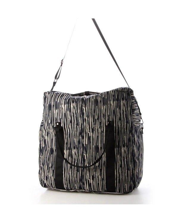 UNBILLION cachecache パッカブルナイロンボストンバッグ アイボリーネイビー