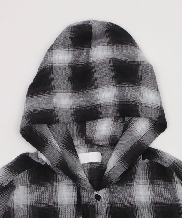 WEGO フードチェックBIGシャツ（S） ブラック