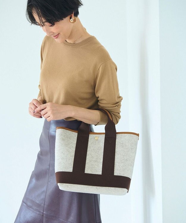 TOPKAPI 【Breath TOPKAPI】イタリアンフェルト ショルダー付 B5 トートバッグ M ベージュ