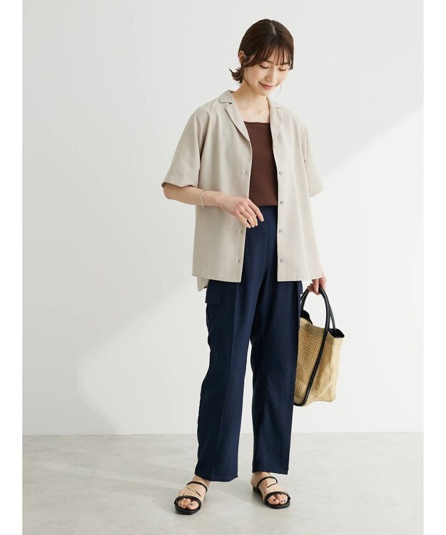 Green Parks 速乾開襟シャツ Gray Beige