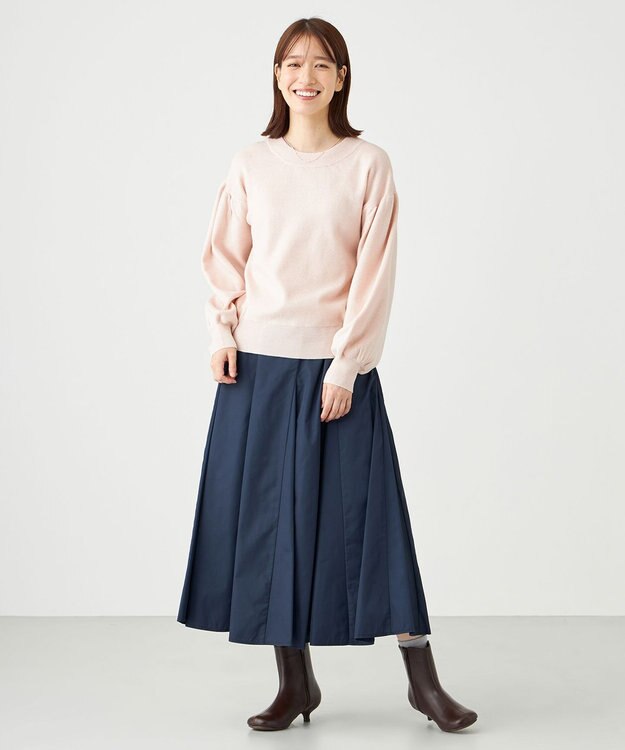 SHARE PARK LADIES ソフトタッチパフスリーブニット オフホワイト