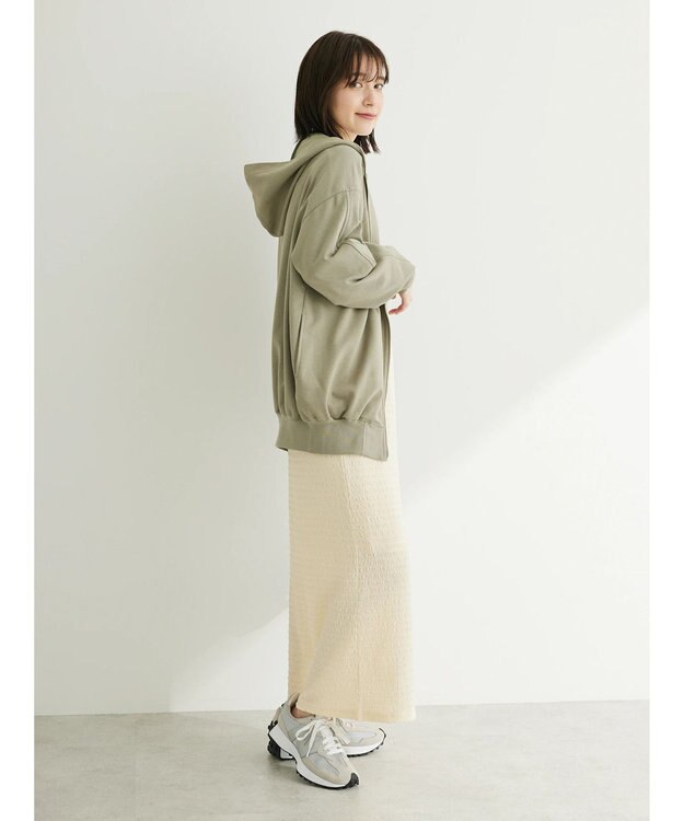 Green Parks コットンＵＳＡミニ裏毛ロングＺＩＰパーカー Khaki