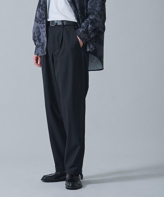 WEGO ベルト付きテーパードスラックス ブラック