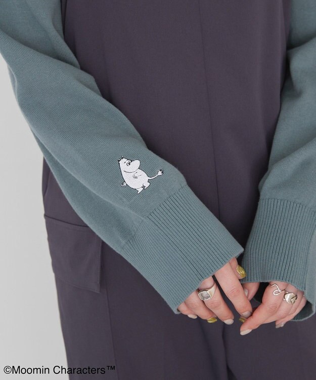 AMERICAN HOLIC Moomin 袖刺繍ニットプルオーバー Sax