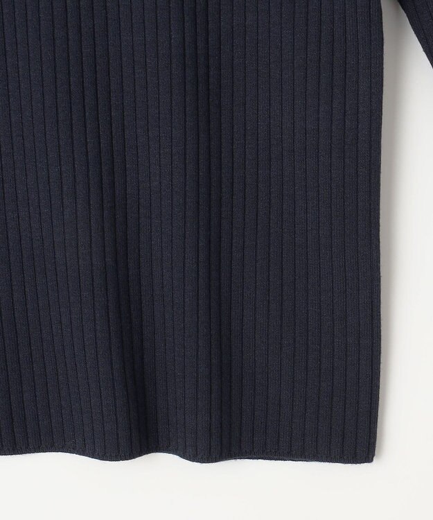 J.PRESS LADIES L 針抜きフライス クルーネック リブ カットソー ネイビー系