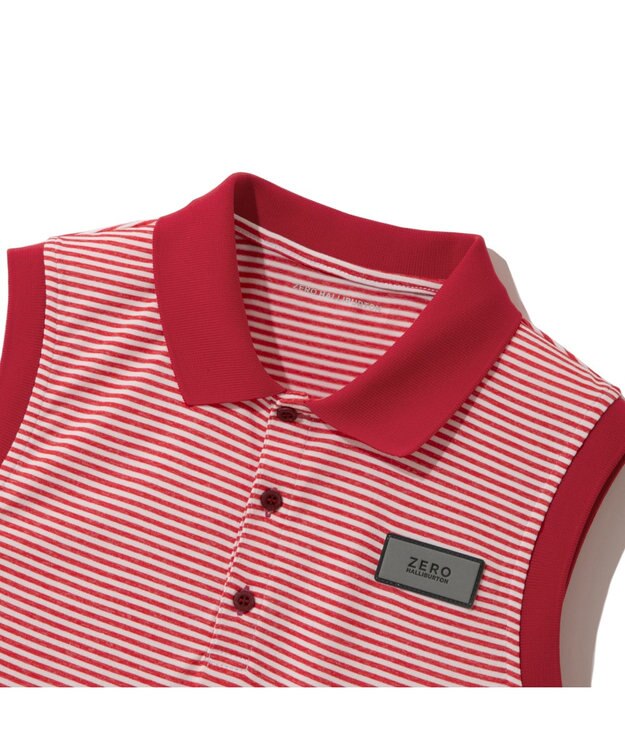 ZERO HALLIBURTON メランジ ボーダー ポロノースリーブ 82836 W4S4b レディースゴルフ レッド杢