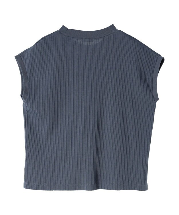 earth music&ecology フレンチスリーブリブプルオーバー Blue