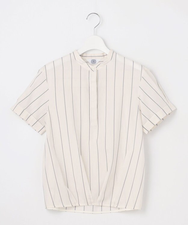 J.PRESS LADIES 【洗える】キュプラローン ストライプ ブラウス ホワイト系1