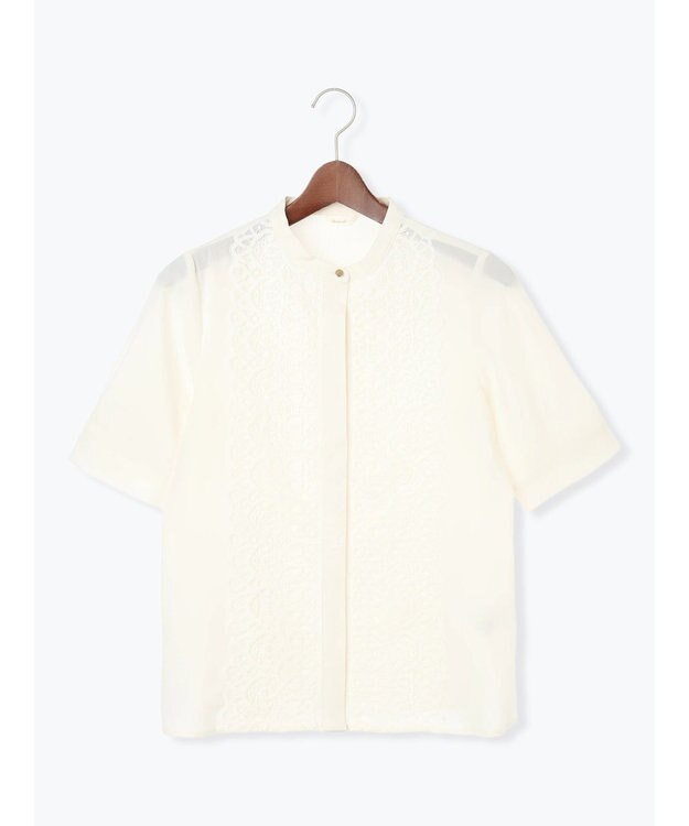 Te chichi 【WEB限定カラーあり】フロントレース5分袖ブラウス オフホワイト