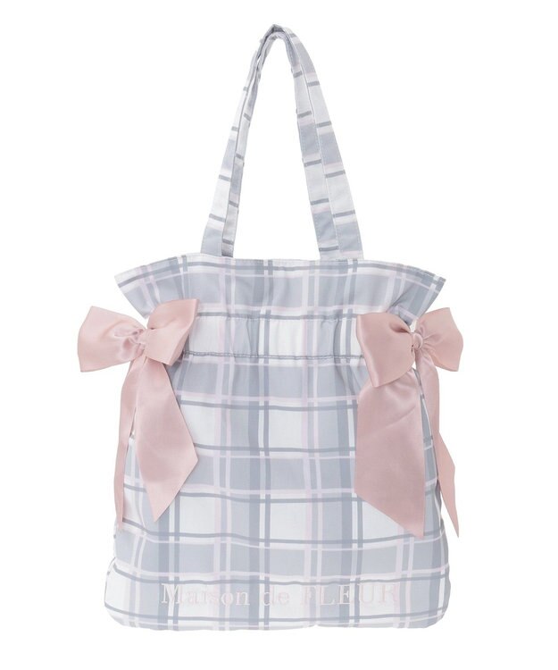 Maison de FLEUR チェックダブルリボントートバッグ Ivory