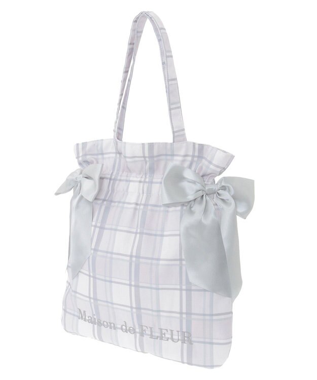 Maison de FLEUR チェックダブルリボントートバッグ Pink
