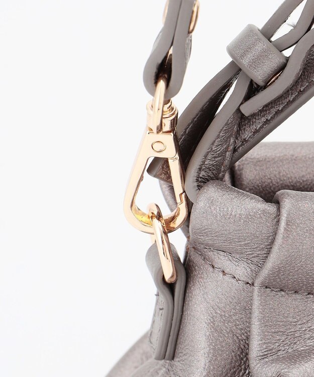 LA BAGAGERIE シープレザー　ギャザーミニマムバッグ ガンメタリック