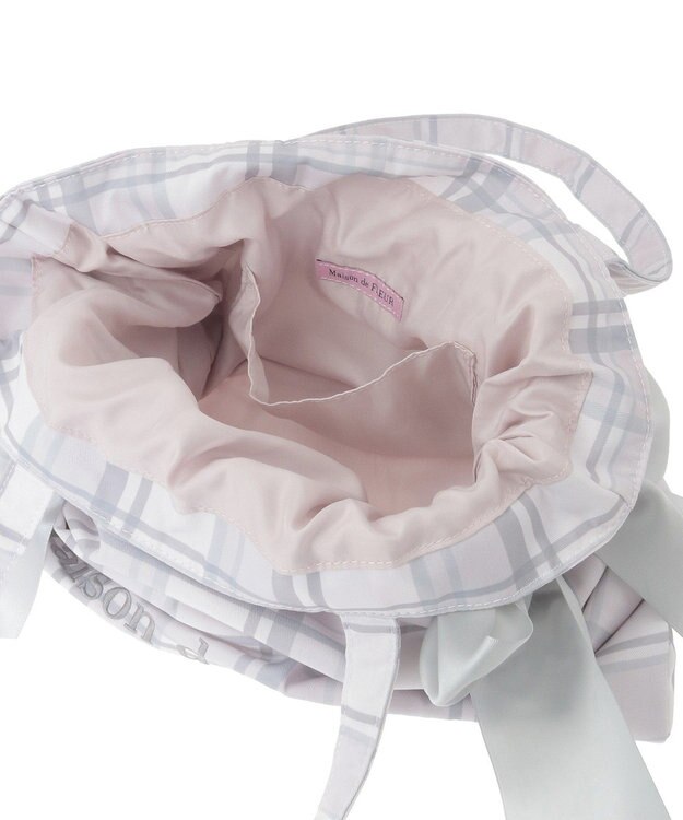 Maison de FLEUR チェックダブルリボントートバッグ Pink