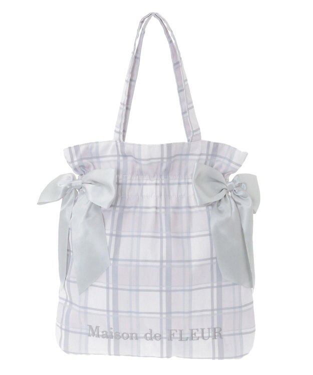 Maison de FLEUR チェックダブルリボントートバッグ Pink