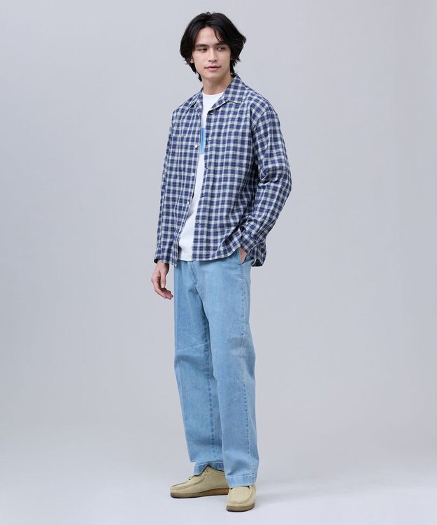 J.PRESS MEN 【J.PRESS ORIGINALS】【UNISEX】Indian Madras Open Shirts / Baggy-Fit ネイビー系4