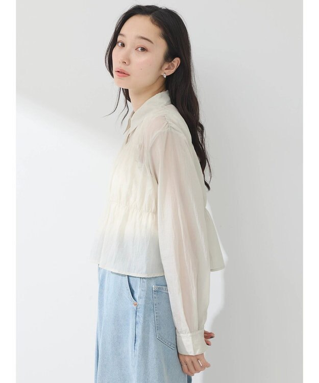 earth music&ecology シャーリングシャツ Gray Beige