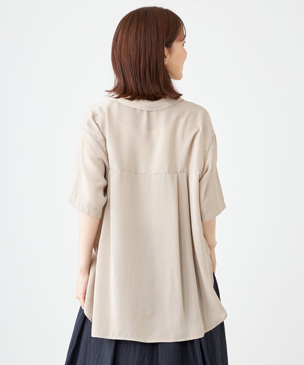 SHARE PARK LADIES 【2WAY】オーバーサイズ楊柳シャツ ライトグレー系