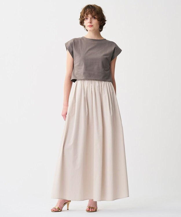 uncrave カラータイプライター フレアスカート ライトベージュ