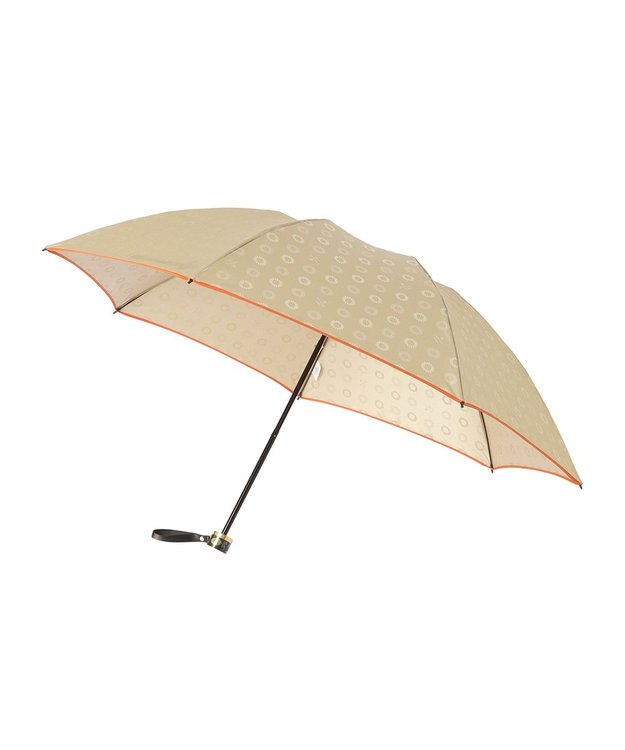 MOONBAT LANVIN en Bleu 折りたたみ傘 ジャカード×パイピング 簡単開閉 大きめ55cm ベージュ