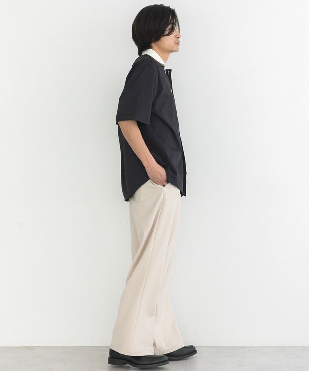 CRAFT STANDARD BOUTIQUE 【クールドライ】バイカラーニット衿ポロシャツ Black