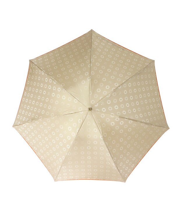 MOONBAT LANVIN en Bleu 折りたたみ傘 ジャカード×パイピング 簡単開閉 大きめ55cm ベージュ