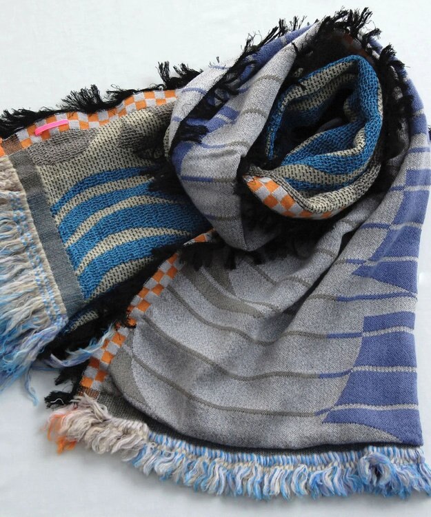 POLS 【ウール混】Breeze モヒカンウールストール ブルー