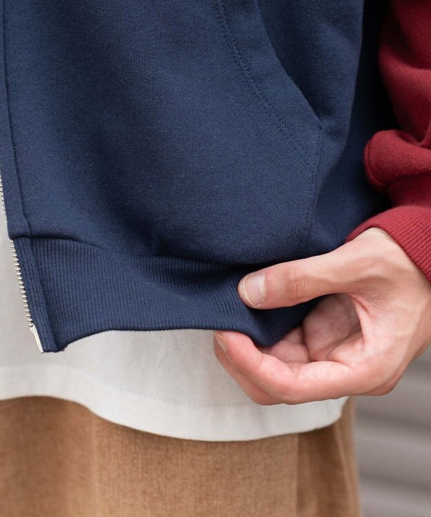 WEGO 【ユニセックス着用ITEM】ラインラグランZIPパーカー ネイビー