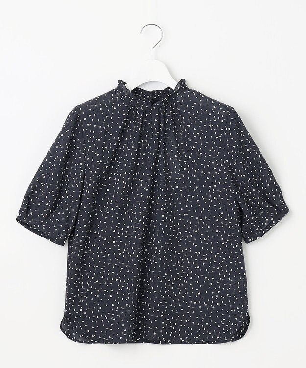 J.PRESS LADIES 【洗える・イージーケア】スパンローンランダムドット ブラウス ネイビー系5