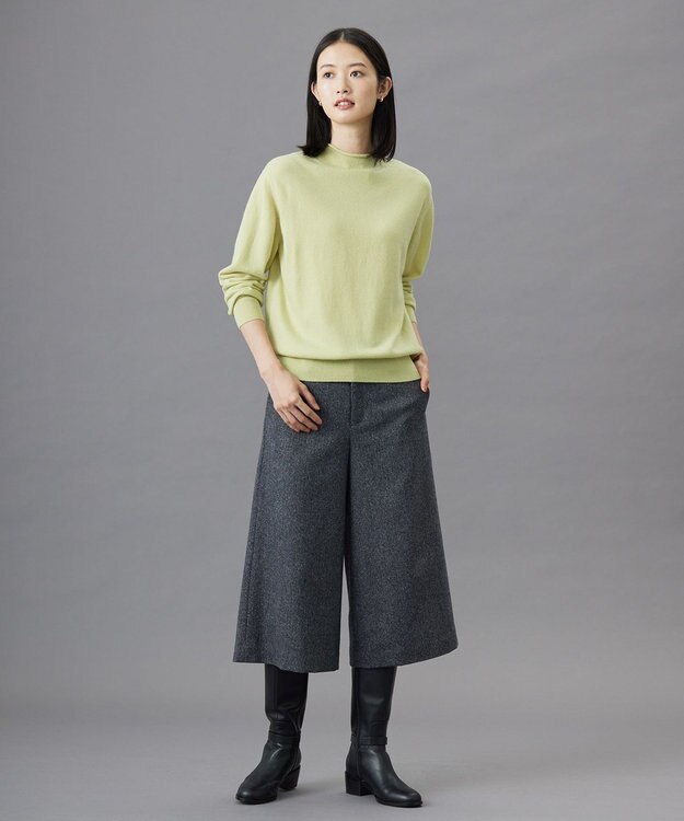J.PRESS LADIES S 【洗える】CASHMERE BLEND スタンドカラー ニット ピスタチオ系