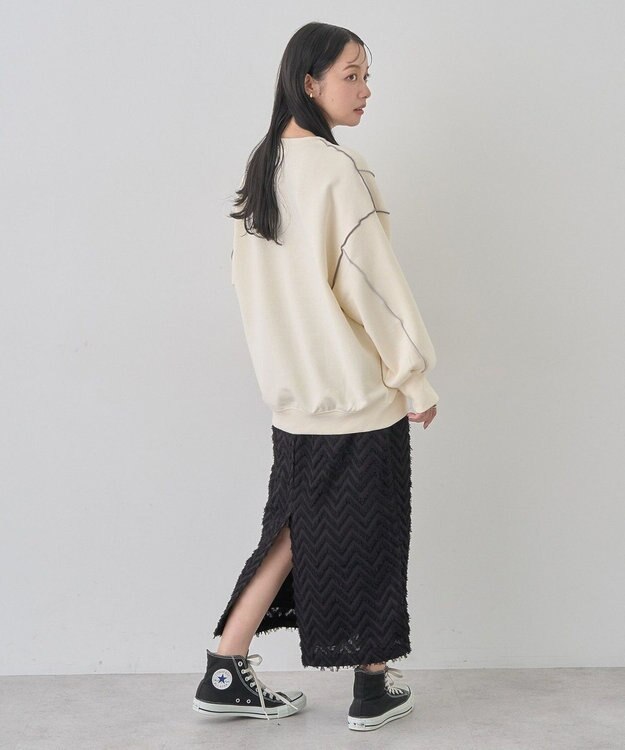 earth music&ecology 配色ルーズチュニック Ivory