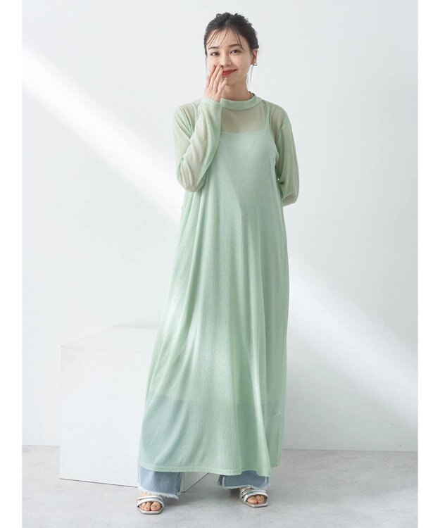 earth music&ecology ＳＥＴ２点シアーワンピース＋ペチワンピース Mint
