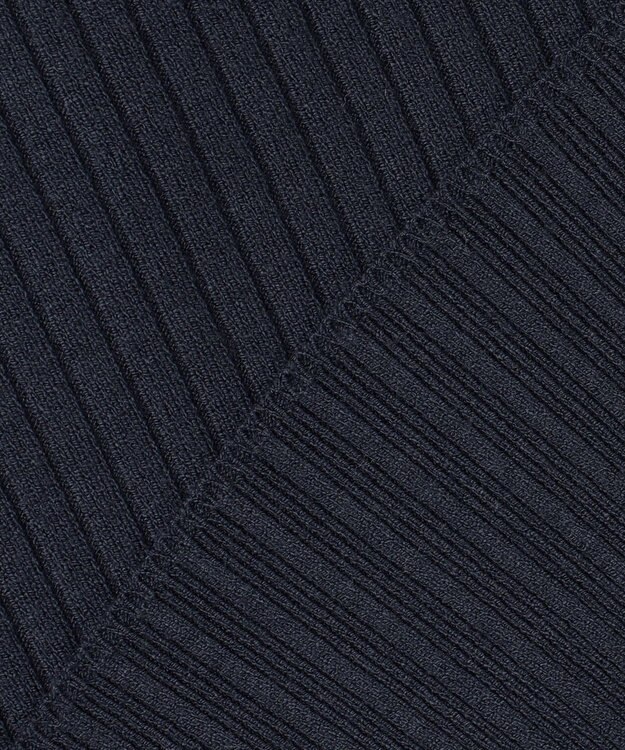 J.PRESS LADIES L 針抜きフライス クルーネック リブ カットソー ネイビー系