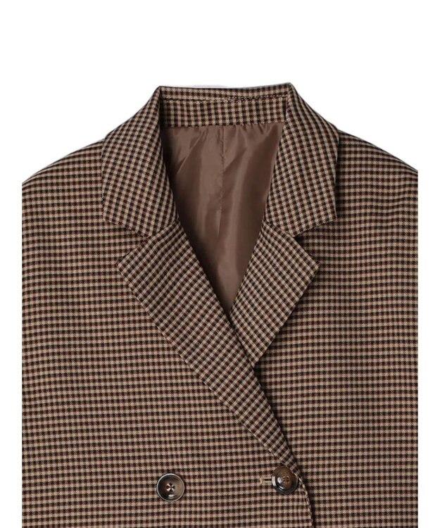 earth music&ecology チェックショートジャケット Brown