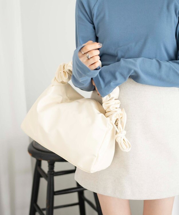 WEGO 【マルチWAY】ドロストギャザーショルダーバッグ オフホワイト