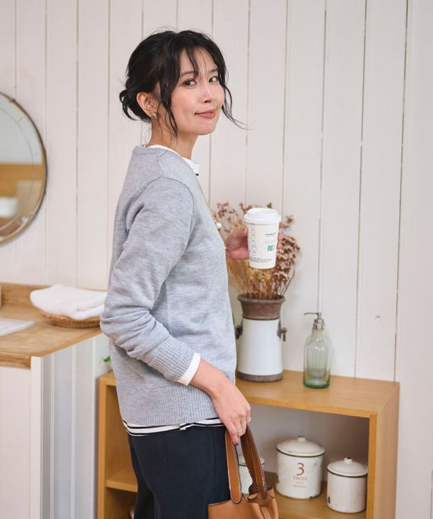 WEGO 【WEB限定/2025年秋冬新作/洗濯OK/毛玉レス/MLXLサイズ展開/オフィス/カジュアル】ベーシックニットセーター 杢グレー