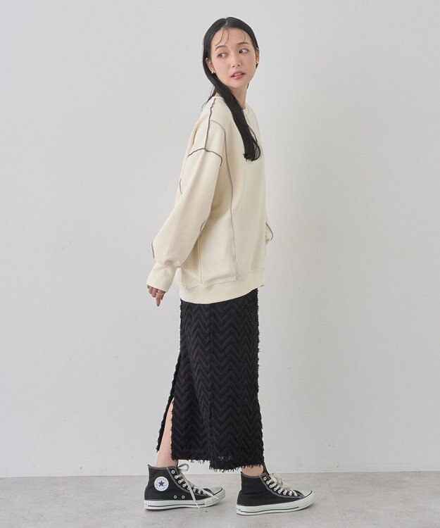 earth music&ecology 配色ルーズチュニック Ivory