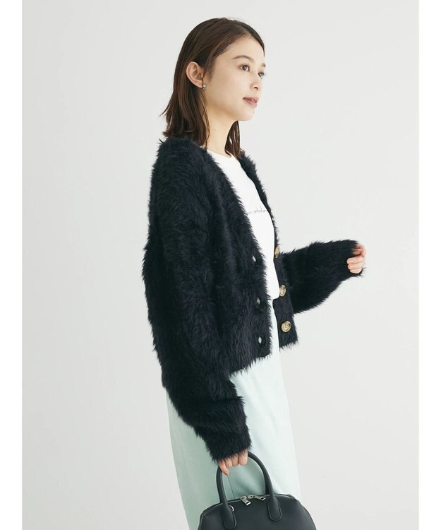 Green Parks ・Ｐｅｔｉｔ　Ｆｌｅｕｒ　シャギーニットカーディガン Black