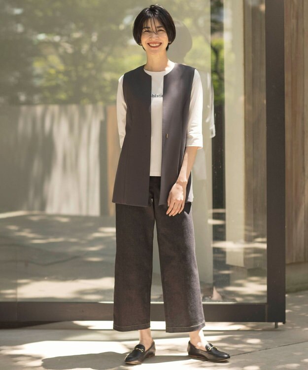 J.PRESS LADIES L 【セットアップ対応・洗える】RELAXIONツイル ジレ スレート系