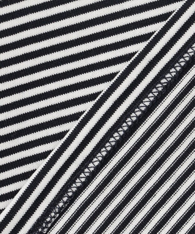 組曲 L 【先行予約】GIZAコットンオフショルダー カットソー ネイビー×オフ系2