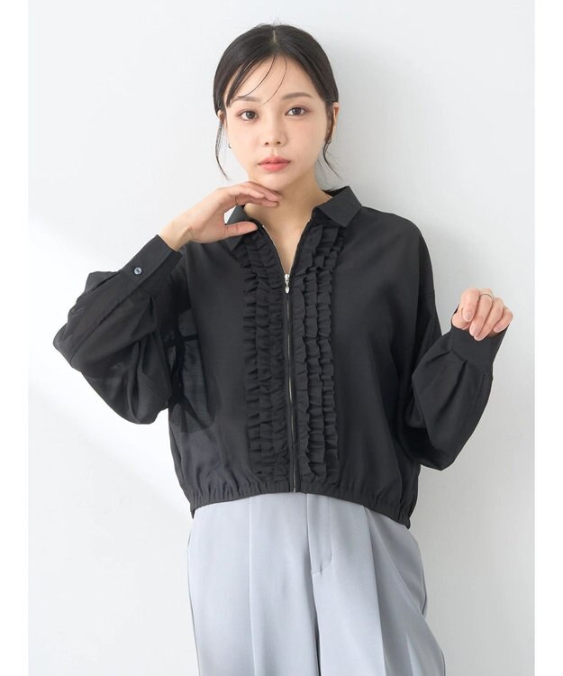 earth music&ecology フリルシャツ Black