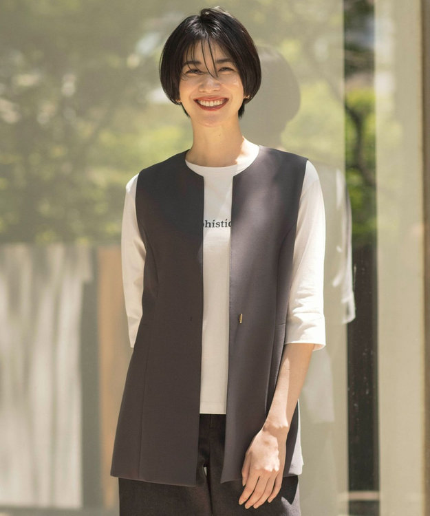 J.PRESS LADIES L 【セットアップ対応・洗える】RELAXIONツイル ジレ スレート系